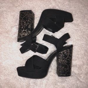 Black & gold heels